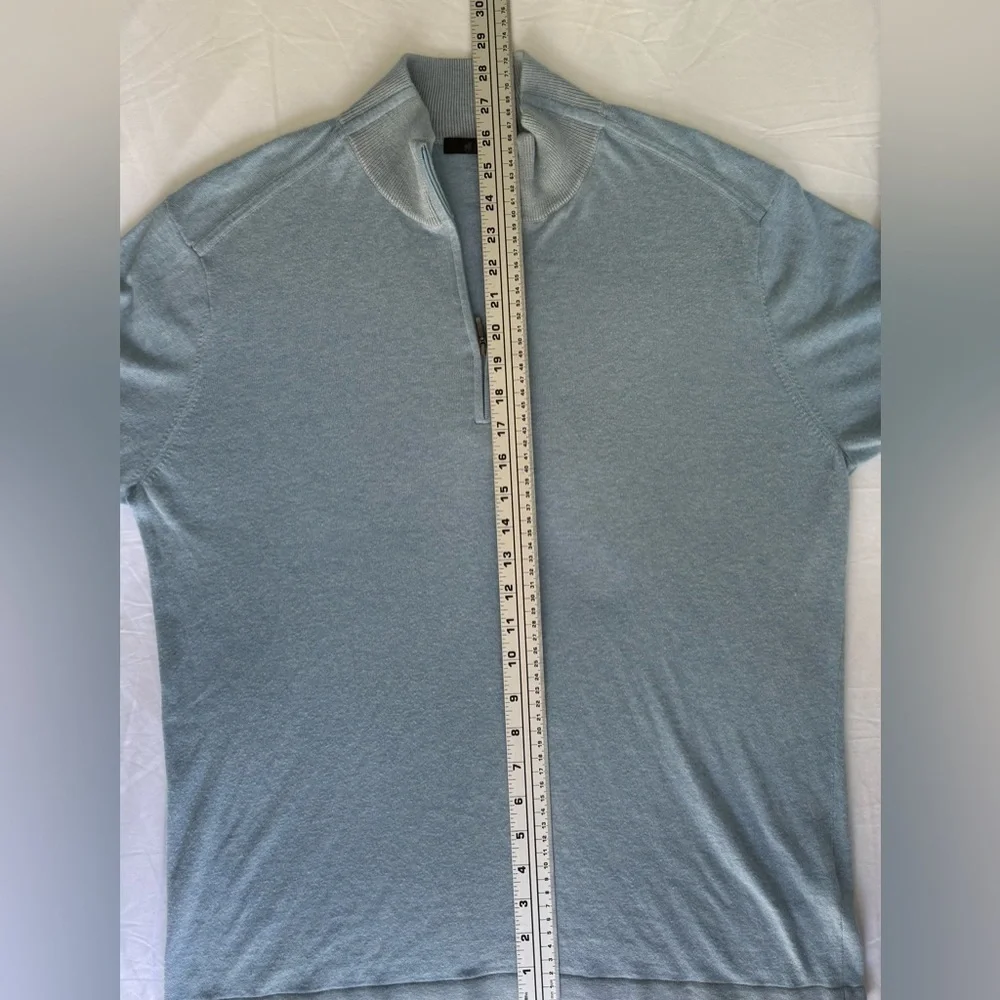 Raffi Men’s Cotton Cashmere 1/4 Zip Sweater Light Blue Size L